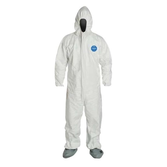 DuPont Tyvek 400 Overol de Protección Desechable con Puños Elásticos, Capucha y Botas Integradas, Blanco, Talla 5X-Large, Paquete de 25