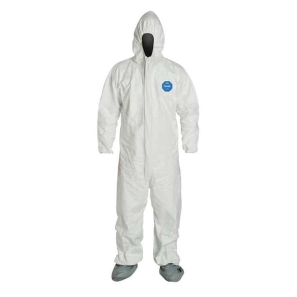 DuPont Tyvek 400 Overol de Protección Desechable con Puños Elásticos, Capucha y Botas Integradas, Blanco, Talla 5X-Large, Paquete de 25
