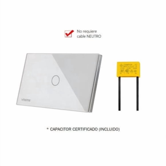 Interruptor Wifi RF Live SN Sin Neutro Blanco Touch 1 Canal