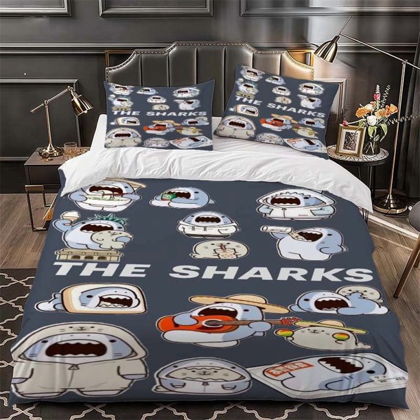 Shark Cartoon Theme bedding | 1 Duvet Cover and 2 Pillowcases Soft and Comfortable