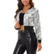 thumbnail image 4 of INSPIRE CHIC Chaqueta Bomber Recortada con Cremallera y Lentejuelas Brillantes para Mujer S Plata, 4 of 6