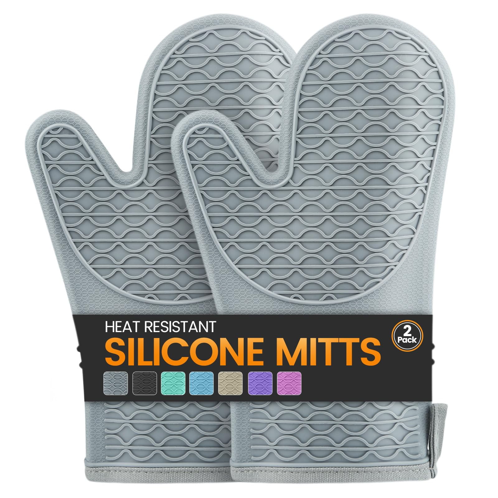 Manoplas De Cocina Hesee De Silicona Resistentes Al Calor, 2 Unidades, Color Gris