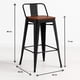 thumbnail image 4 of Taburete Tolix Negro Alto con Respaldo para bar o terraza - Asiento de Madera Oscura Walnut, 4 of 7