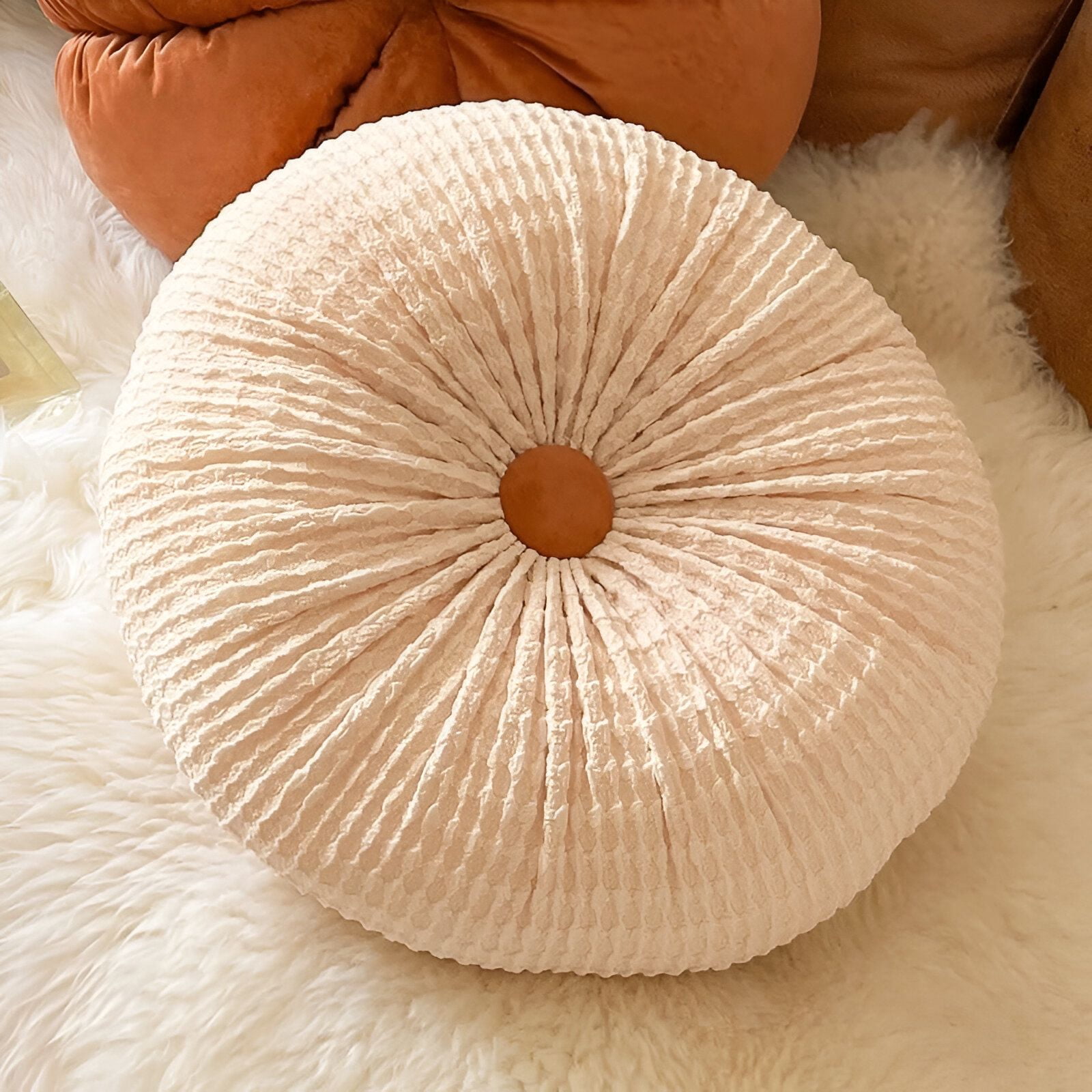 Genérico - Set De 4 Cojines Diseño Boton Color Beige