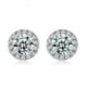 thumbnail image 3 of 18K White Golden Plated Halo Stud Earrings with Square Cubic Zirconia and Simulated Diamonds, 3 of 4