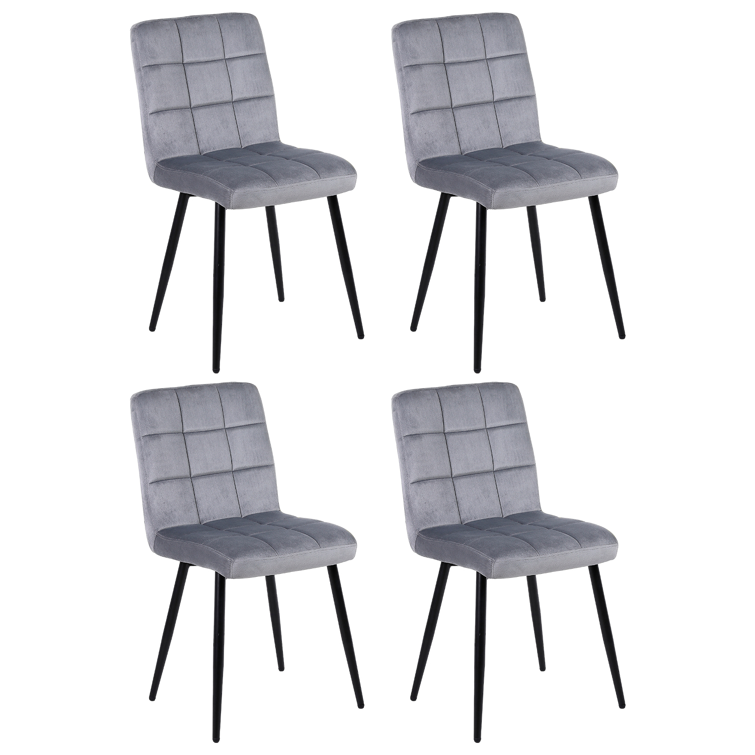Novahus - Pack De 4 Sillas De Comedor Modernas Velvet Gris