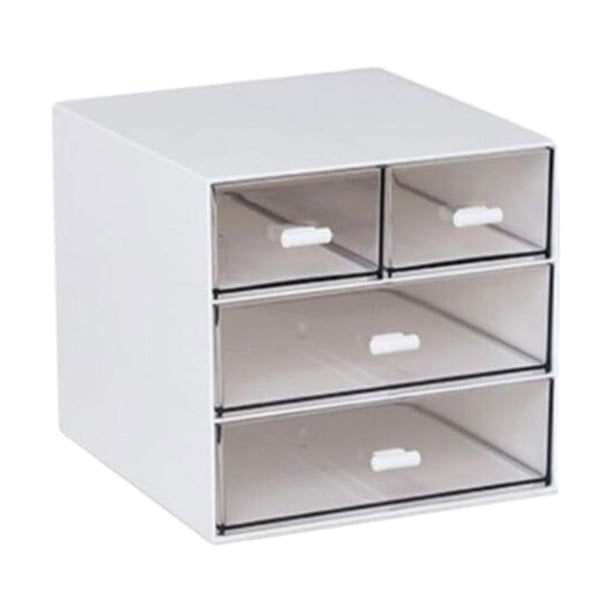 Organizador de Escritorio con Cajones, Caja de Almacenamiento, Contenedor de Mesa, Artículos de Tocador de Oficina, Cosméticos, Contenedor de Almacena 4 cajones