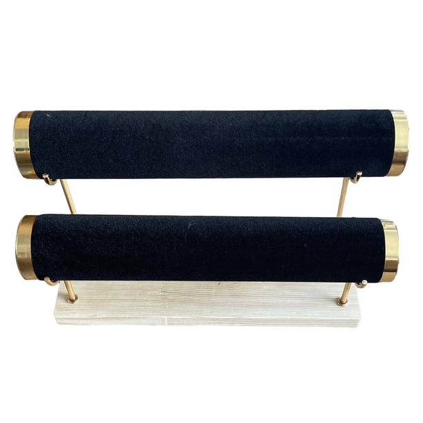 Expositor de pulseras de 2 capas, expositor de joyas con forma de árbol para pulseras, relojes, joyerías, collares y mostradores. Transmisión en vivo. Terciopelo Negro