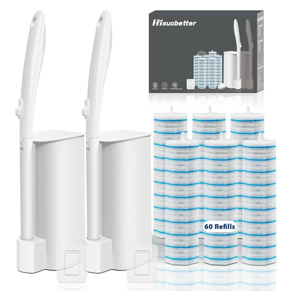 Cepillo de inodoro hisucbetter pack de 2 + 60 recargas