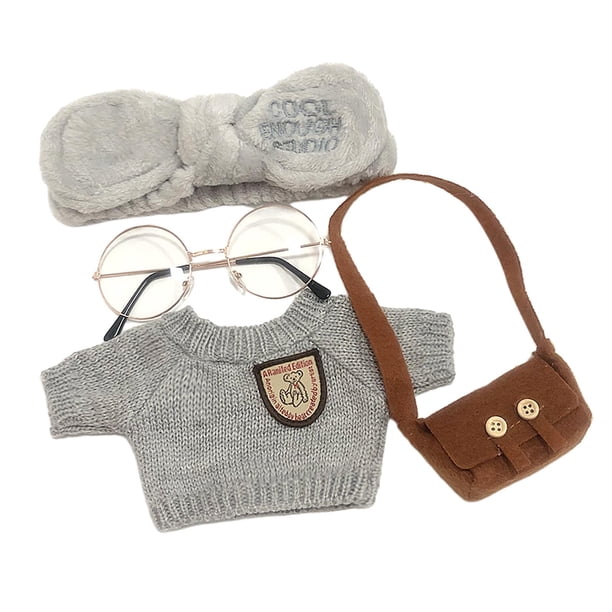 Ropa de Suaves, Diadema, Conjunto Informal, Juguete para de Imitación, Ropa de Muñeco de Peluche, Ropa Peluche, de Muñ , Gris B