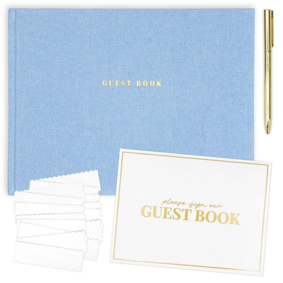 Libro de visitas ELYN - Ropa de cama para bodas, cumpleaños o baby shower, color azul