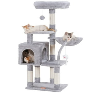 Heybly - Cat Tree Hct004Sw Hct004Sw Con Percha De Felpa Acolchada, Color Gris Claro