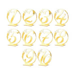 Magideal - Tarjetas Resistentes Para Números De Mesa, Con Base, Soporte Acrílico Para Matrícula De Mesa De Boda, Para Actividades, Decoración De Fiestas, Anivers 10 Piezas Áureo