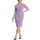 thumbnail image 1 of INSPIRE CHIC Vestido de Tubo para Mujer con Cuello en V, Mangas Cortas, Ajustado para el Trabajo, Midi, Violeta XL, 1 of 5