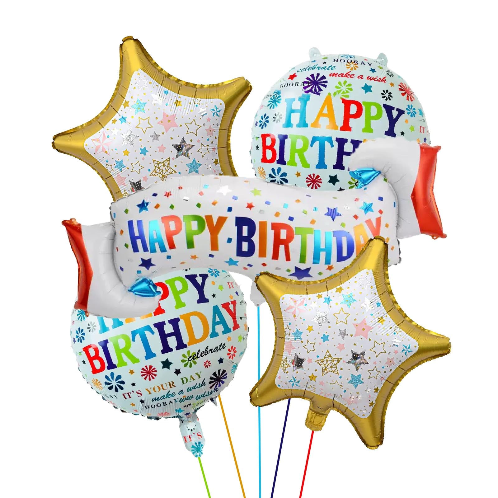 Globos De Aluminio Anmifa Con Forma De Feliz Cumpleaños, 5 Unidades, Decoración De Fiesta