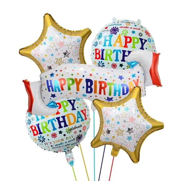 Globos de aluminio Anmifa con forma de feliz cumpleaños, 5 unidades, decoración de fiesta