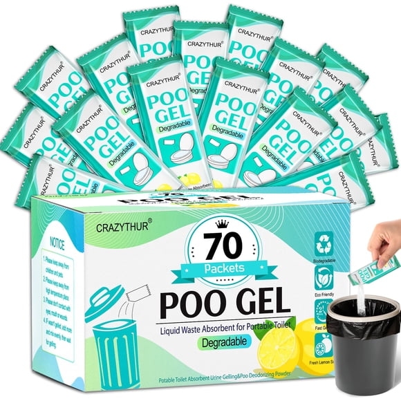Gel higiénico portátil CRAZYTHUR Poo Poo, 70 paquetes, aroma a limón
