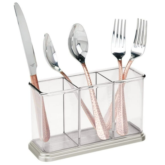 Soporte para cubiertos mDesign Hyde Collection, transparente y cepillado
