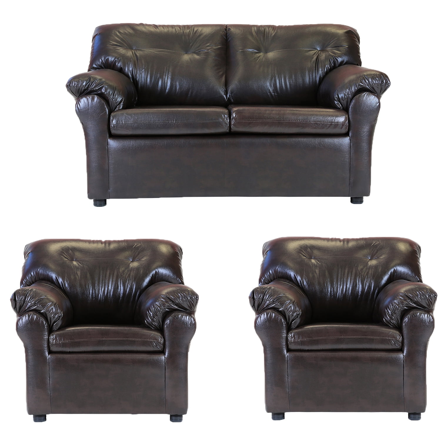 Muebles América - Living América 211 Cuero Sintético Café Moro