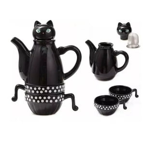 Factorynet - Set Tetera Gato Infusor + 2 Tazas Mug Gatos