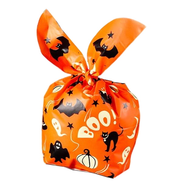 50 bolsas de dulces de Halloween, suministros para fiestas, bolsas de regalo, bolsas de almacenamiento vacías para fiestas, bolsas de para Naranja B 17cmx10cm