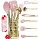 thumbnail image 1 of Juego de utensilios de cocina STYLED SETTINGS dorado y rosa con soporte, 1 of 7