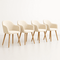 Klik Muebles - Pack De 4 Butacas Sitial Poltrona Diamante Terciopelo Acolchado - Beige