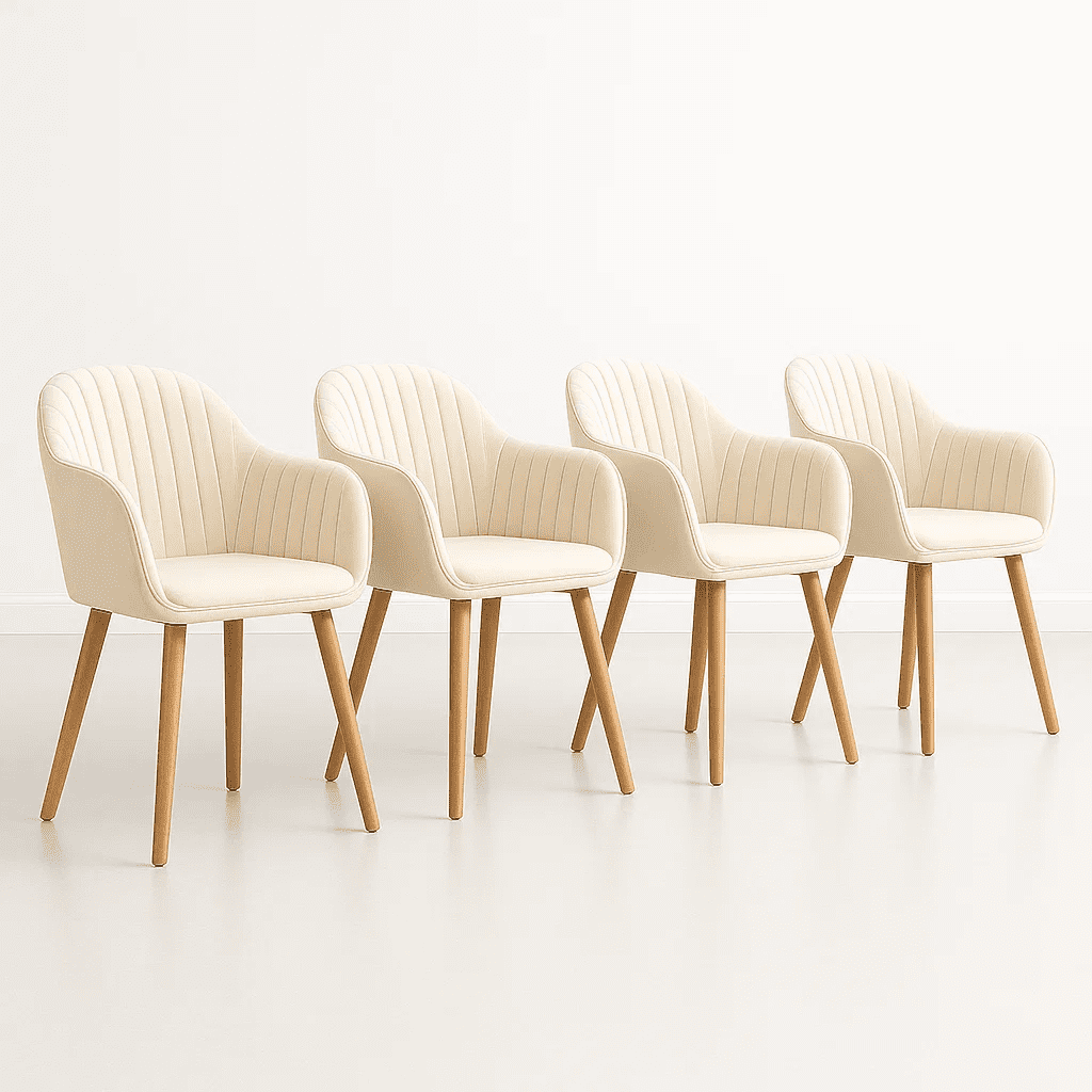 Klik Muebles - Pack De 4 Butacas Sitial Poltrona Diamante Terciopelo Acolchado - Beige