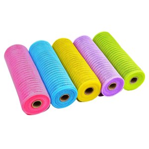 Magideal - 5 De Cintas De Malla Decorativas De 6 Pulgadas *30 Pies, Cintas Decorativas De Malla De Poliéster, De Papel De Aluminio Rosa / Azul / Am