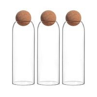 Fliperex - Set 3 Botellas Frascos Vidrio Transparente Tapa De Corcho Xl