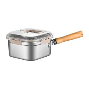 Magideal - Olla Pequeña Para Freír Con Canasta, Rejilla Y Pinzas, Sartén Multiusos, Herramienta De Cocina Para Acampar, Vaporera, Utensilios De Cocina Para Papas