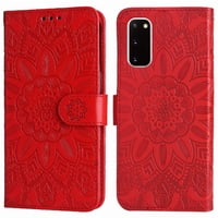 Funda Tipo Cartera Foxdock Para Samsung Galaxy S20 , Diseño Girasol En Relieve, Cuero Pu, Cierre Magnético, Soporte Y Tarjetero