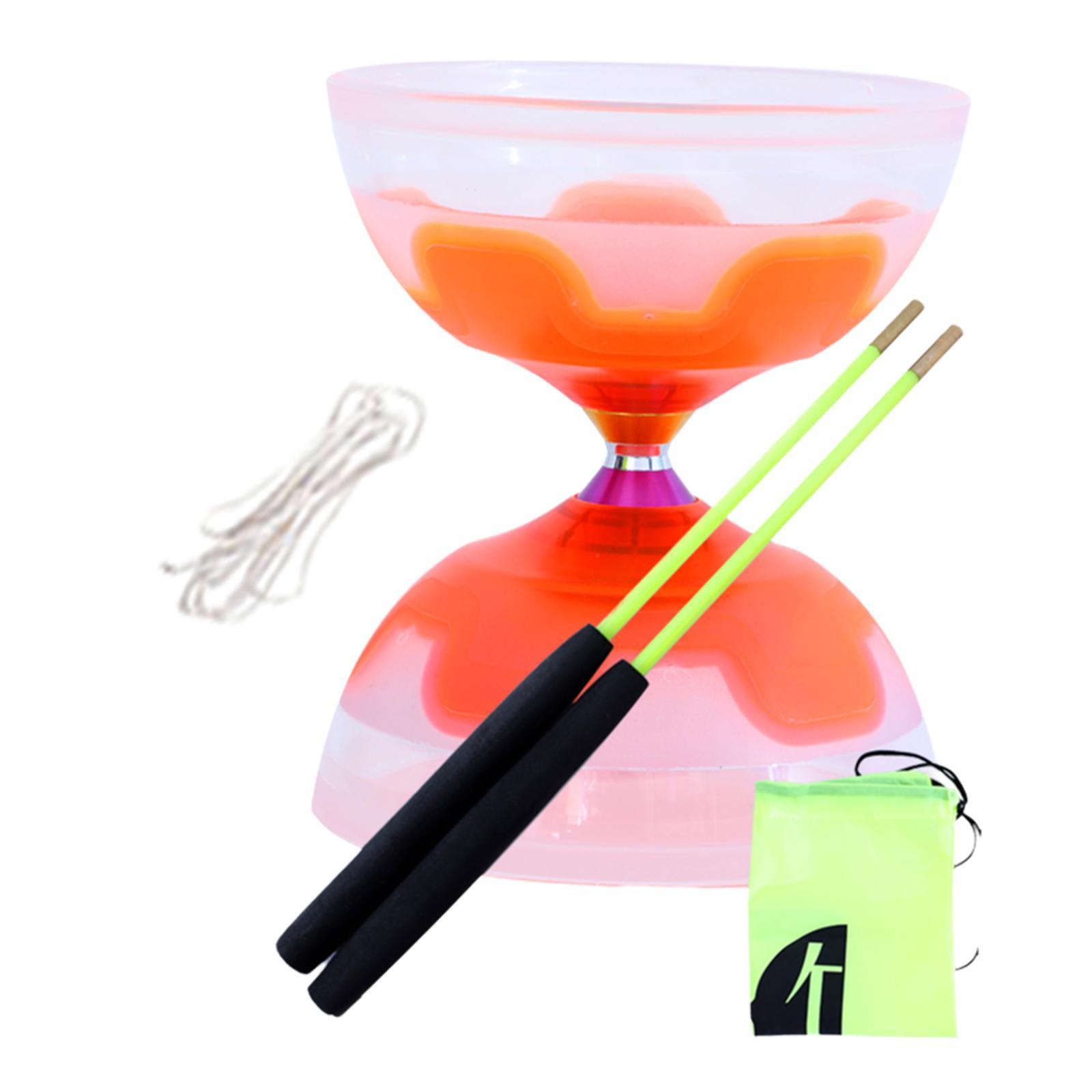 Magideal - Juego De Diábolo Chino De Triple Rodamiento, Portátil, Con Palos Y Bolsa De Cuerda, Para Hacer Malabares, Para Niños. Naranja