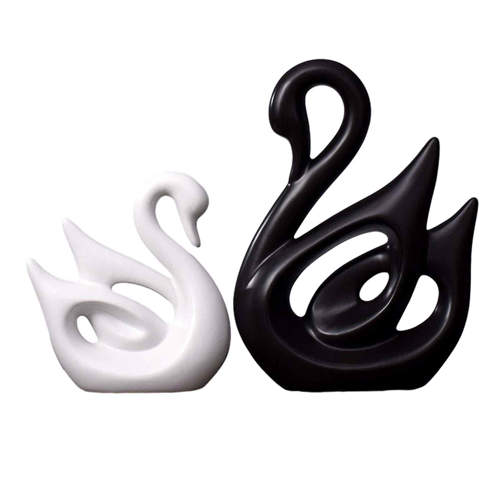 Magideal - Cisnes De Cerámica Para Parejas En Estatuas De Cisnes Blancas Y Negras, Adorno Decorativo Moderno De Mesa Para Decoración De Mesa De Centro, Accesorio