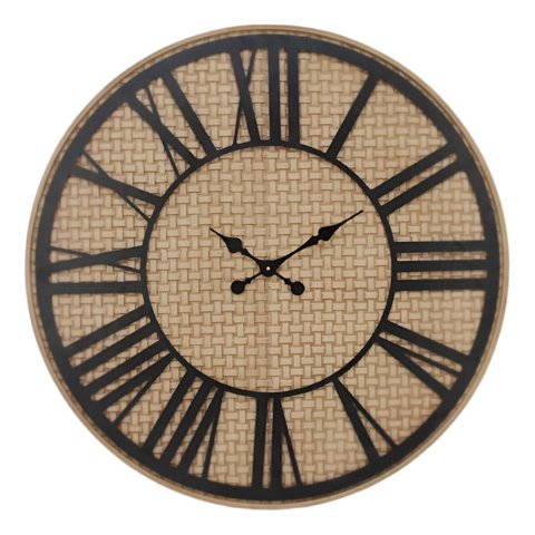 Genérico - Reloj Pared Rústico Madera Ratán Números Romanos Jhn