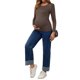 thumbnail image 2 of INSPIRE CHIC Camisetas de Maternidad para Mujeres con Fruncidos, Camisas de Manga Larga, Blusas Casuales, Camiseta Básica, Ropa 2025, Talla Grande, Color Café, 2 of 6