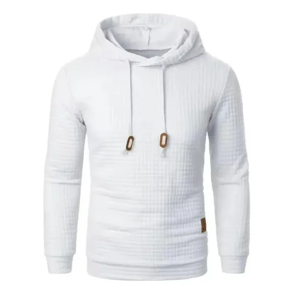 Polerón Hombre Tejido Waffle Blanco Manga Larga Hoodie d&b