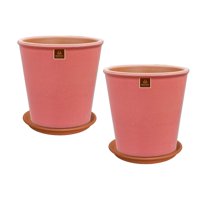 Pottery - Set De 2 Macetas Zaia 26 Cm Rosa Alegre Y Sus Platos