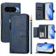 thumbnail image 1 of Funda tipo cartera para GOOGLE Pixel 9 PRO 5G con bolsillo con cremallera, tarjetero, soporte, correa para la muñeca y tapa de cuero azul, 1 of 5