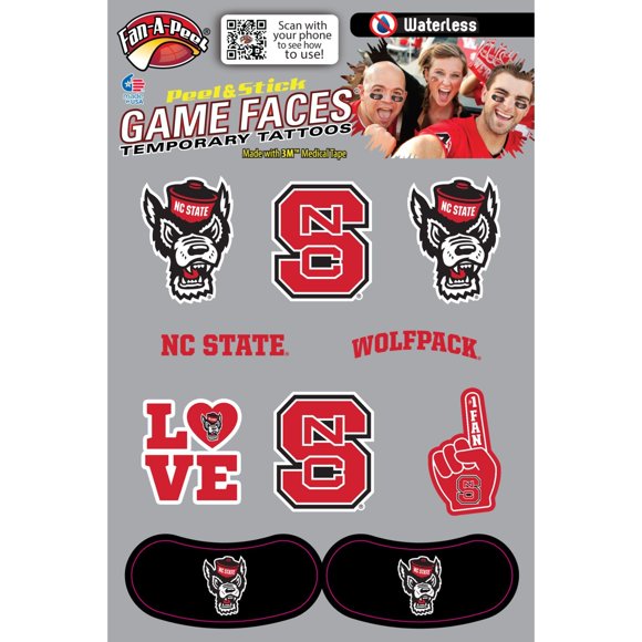 Tatuajes Temporales FAN-A-PEEL NC State Wolfpack sin Agua