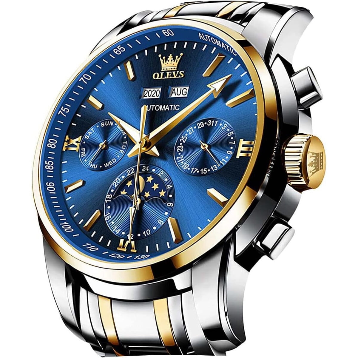 Olevs - Reloj Automático Gxsg6633gjl Acero Azul Moonphase