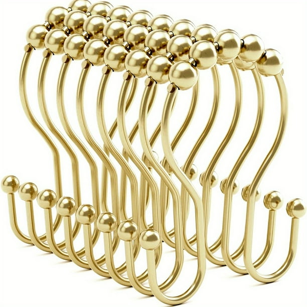 12pcs, Rustproof Stainless Steel S Shape Shower Curtain Hooks Rings, Shower Curtain Rings Hooks For Bathroom Shower Rod Curtains, Bathroom Accessories