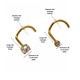 thumbnail image 3 of Pack de 2 piercing tipo S nostril titanio ASTM F136 chapado en oro 18k, 3 of 3