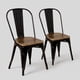 thumbnail image 1 of Pack 2 Sillas Comedor Tolix De Metal Negra Con Asiento De Madera Oscura, 1 of 8
