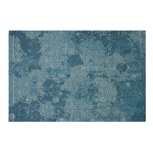 Alfombra Sintetica Deco Jacquard c/Antideslizante Azul Diseño Vintage 2,7x3,6 mts