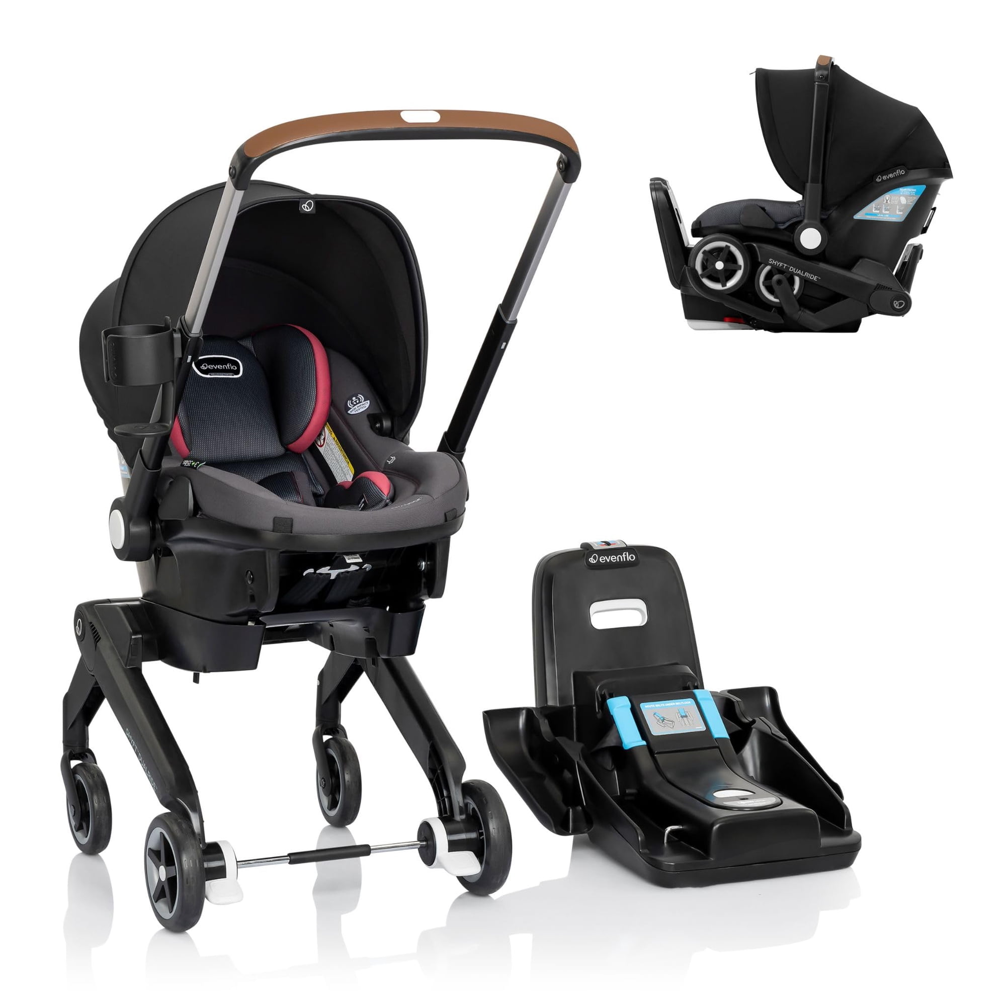 Cochecito Evenflo Shyft Dualride Combo De Asiento Para Auto Rosa