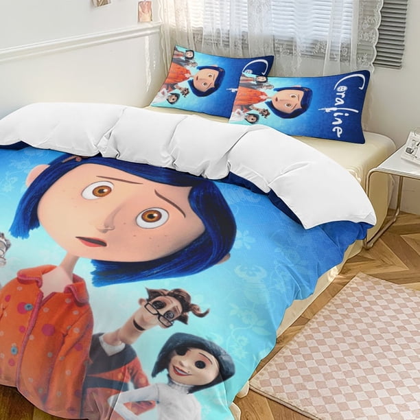 Fade Blue Coraline Comforter Set Soft 3 Pcs Twin Bedding Sets Thicken for All Season