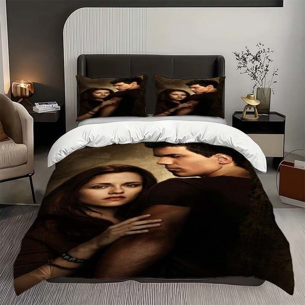 3pcs Twilight Bella And Jacob Poster Pattern Three-Piece Bedding Set Soft And Comfortable Bedding Set Suitable for All Seasons