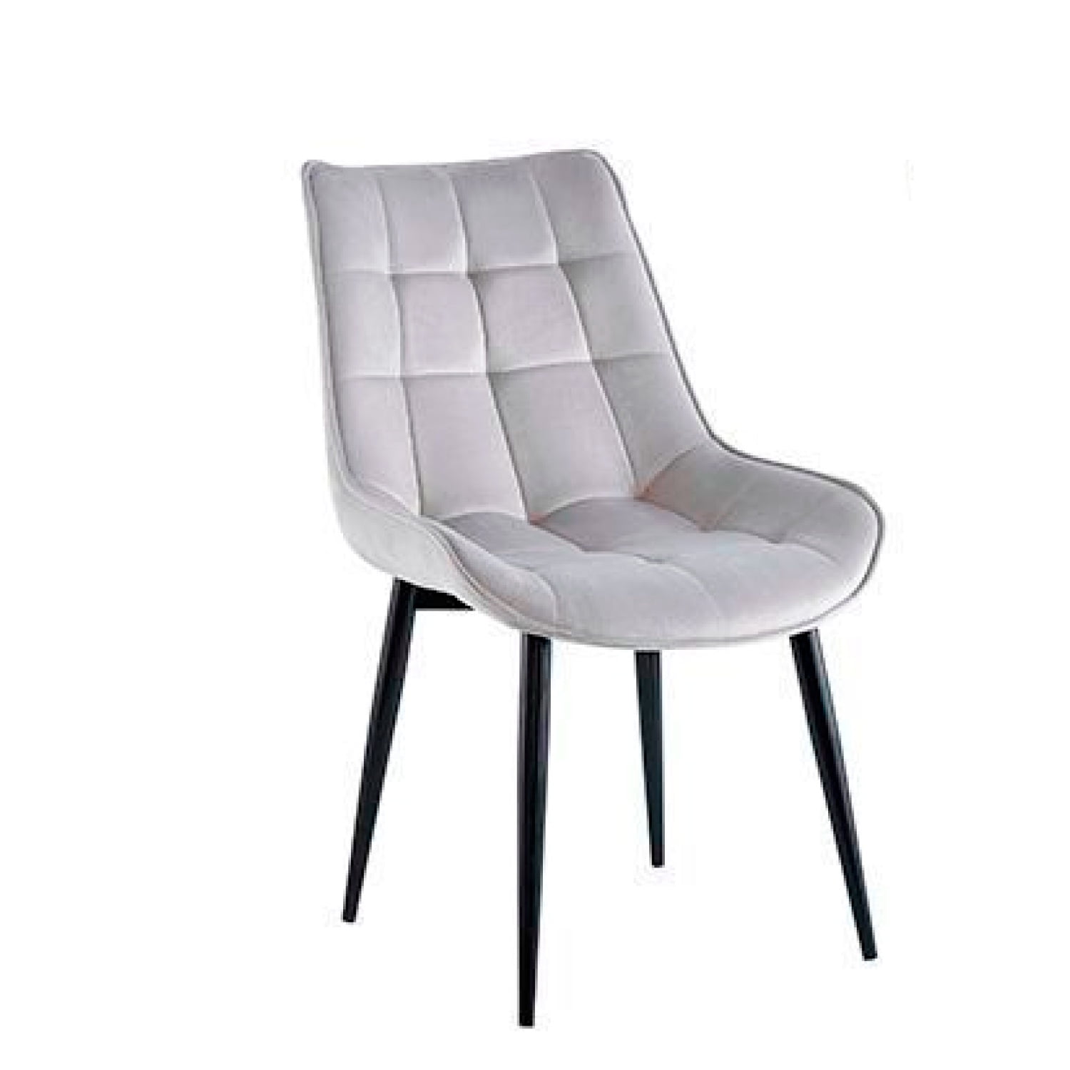 Habita2 Chile - Silla Para Comedor Tapizado Felpa Con Diseño Cuadro Base Negra - Gris