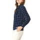 thumbnail image 4 of INSPIRE CHIC Blusas de Mujer para el Trabajo con Cuello de Lazo y Mangas Largas a Cuadros L Azul Marino, 4 of 8